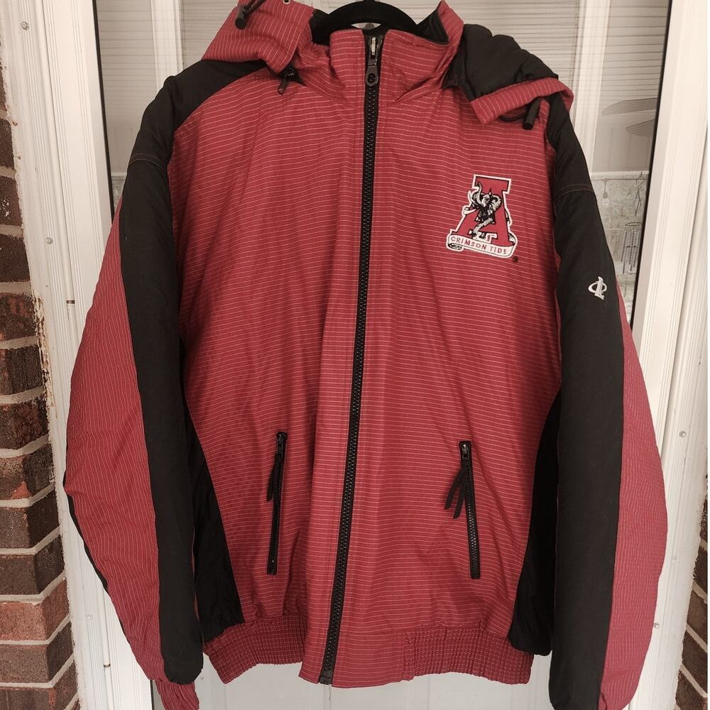 Alabama Crimson Tide Men's XL Red Quilted Puffer Jacket Detachable Hood Gameday